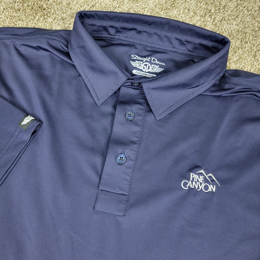 Straight Down Mens XL Solid Navy Performance Stretch Golf Polo Short Sleeve